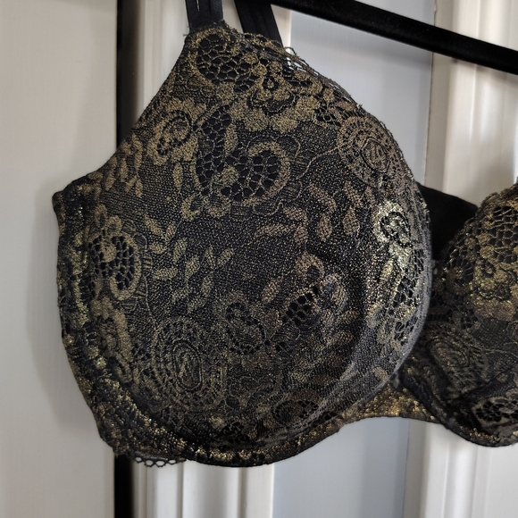 Victoria's Secret Very Sexy Push-up Pigeonnant Bra Black And Gold 38D - Picture 6 of 13